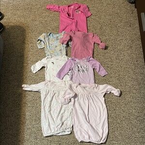 Assorted 0-3 month baby girl bundle - Pink and Purple - 7 pieces